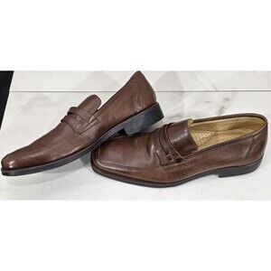 Sandro Muscoloni Leather Penny Loafers Brown Dress Shoe Slip On Men's 10D Brazil